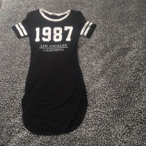 Black dress with white lettering
